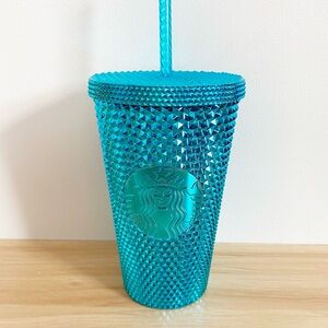 NEW Starbucks Blue Chrome Studded Cup 16oz